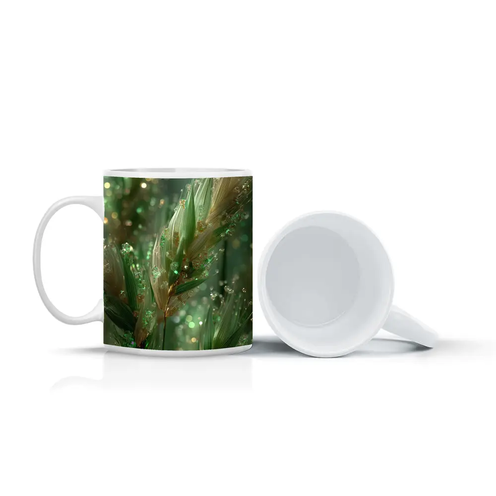 Crystal Wheat Stalks Green Bokeh Abstract – Mugs