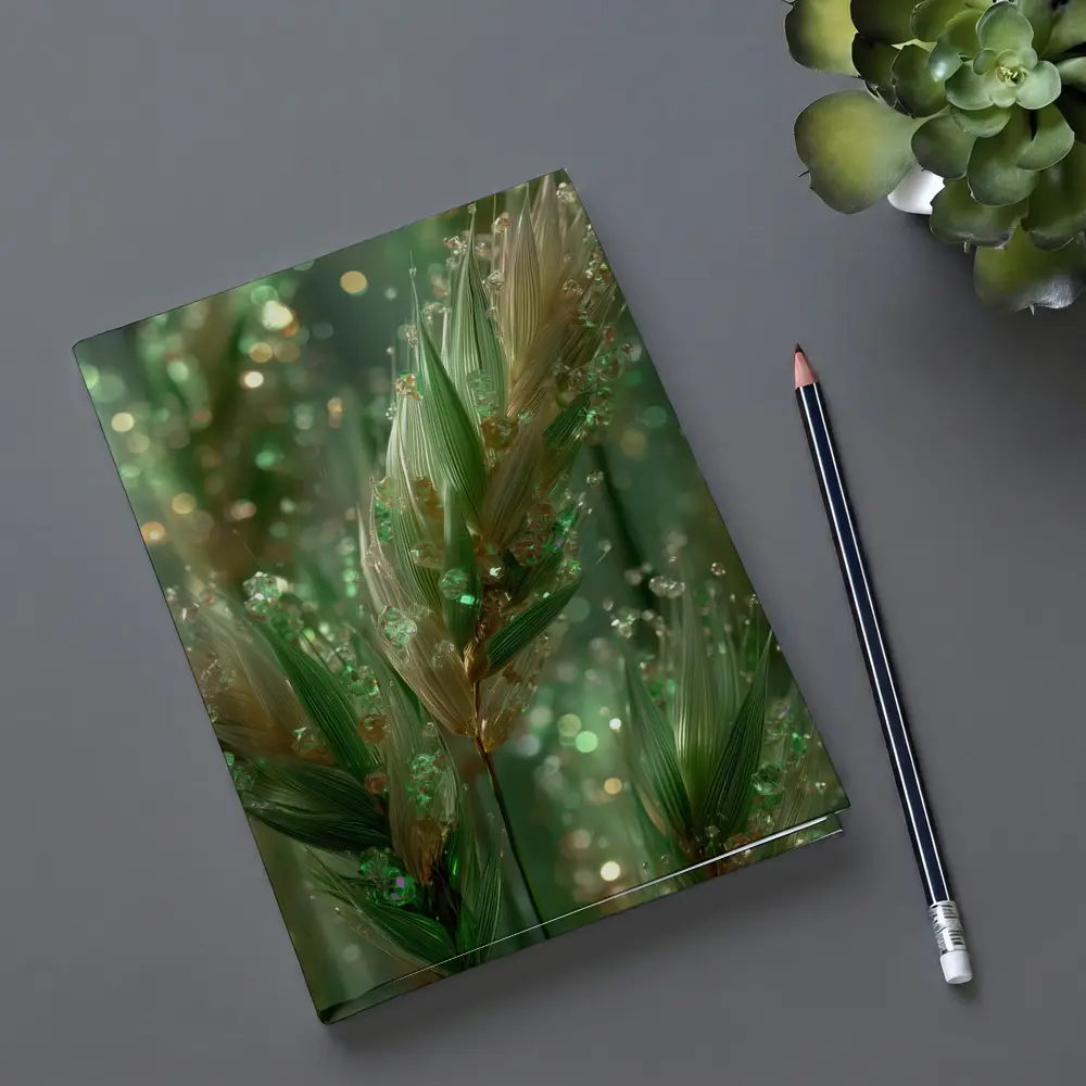 Crystal Wheat Stalks Green Bokeh Abstract – Notebooks
