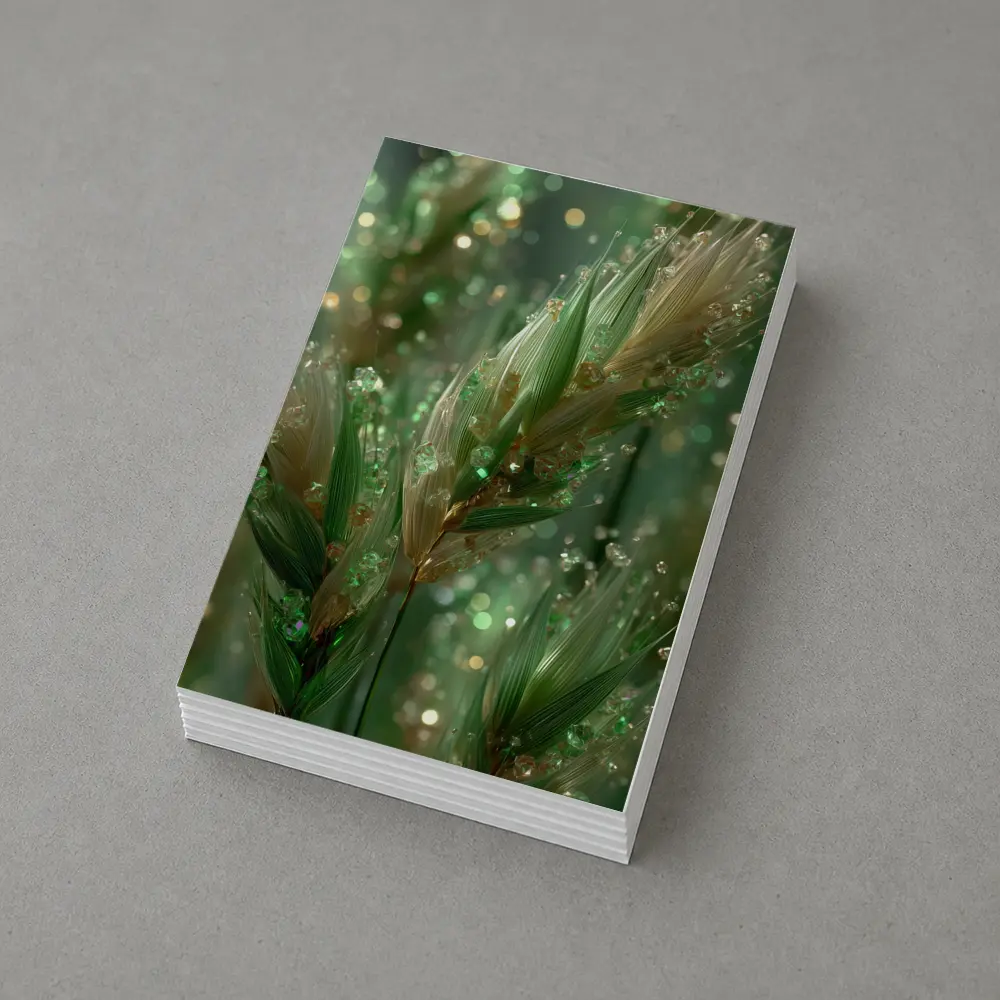 Crystal Wheat Stalks Green Bokeh Abstract – Postcards