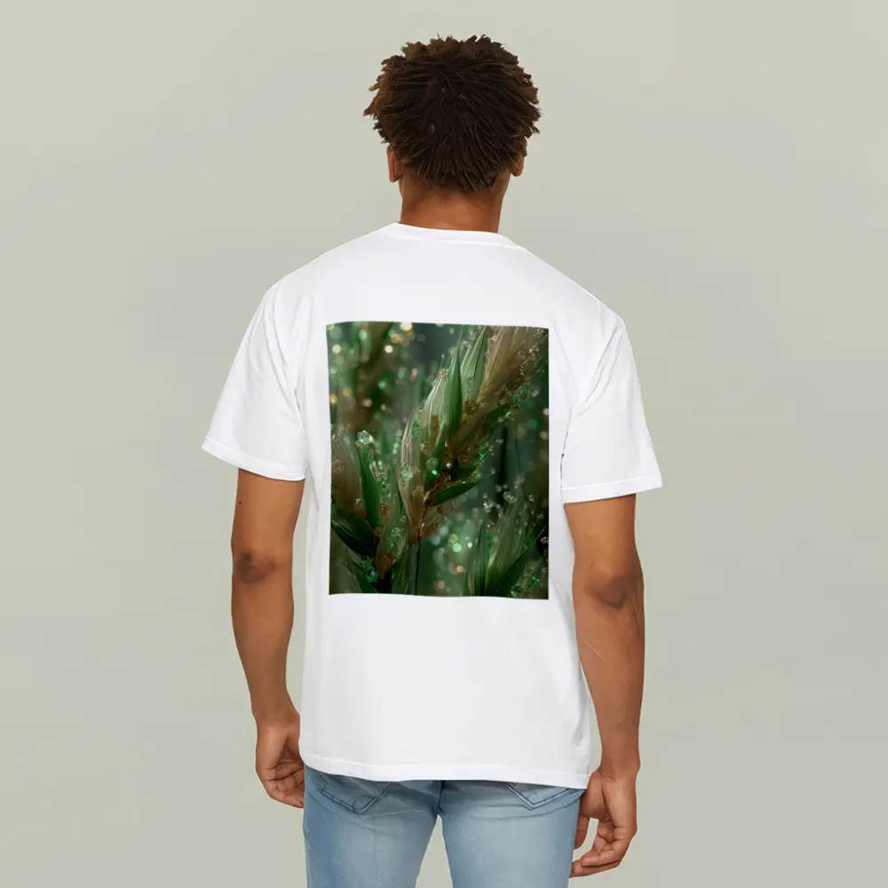 Crystal Wheat Stalks Green Bokeh Abstract – T-Shirts