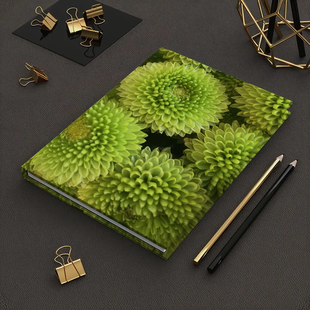 Green Chrysanthemum Flowers Close Up Cluster – Notebooks