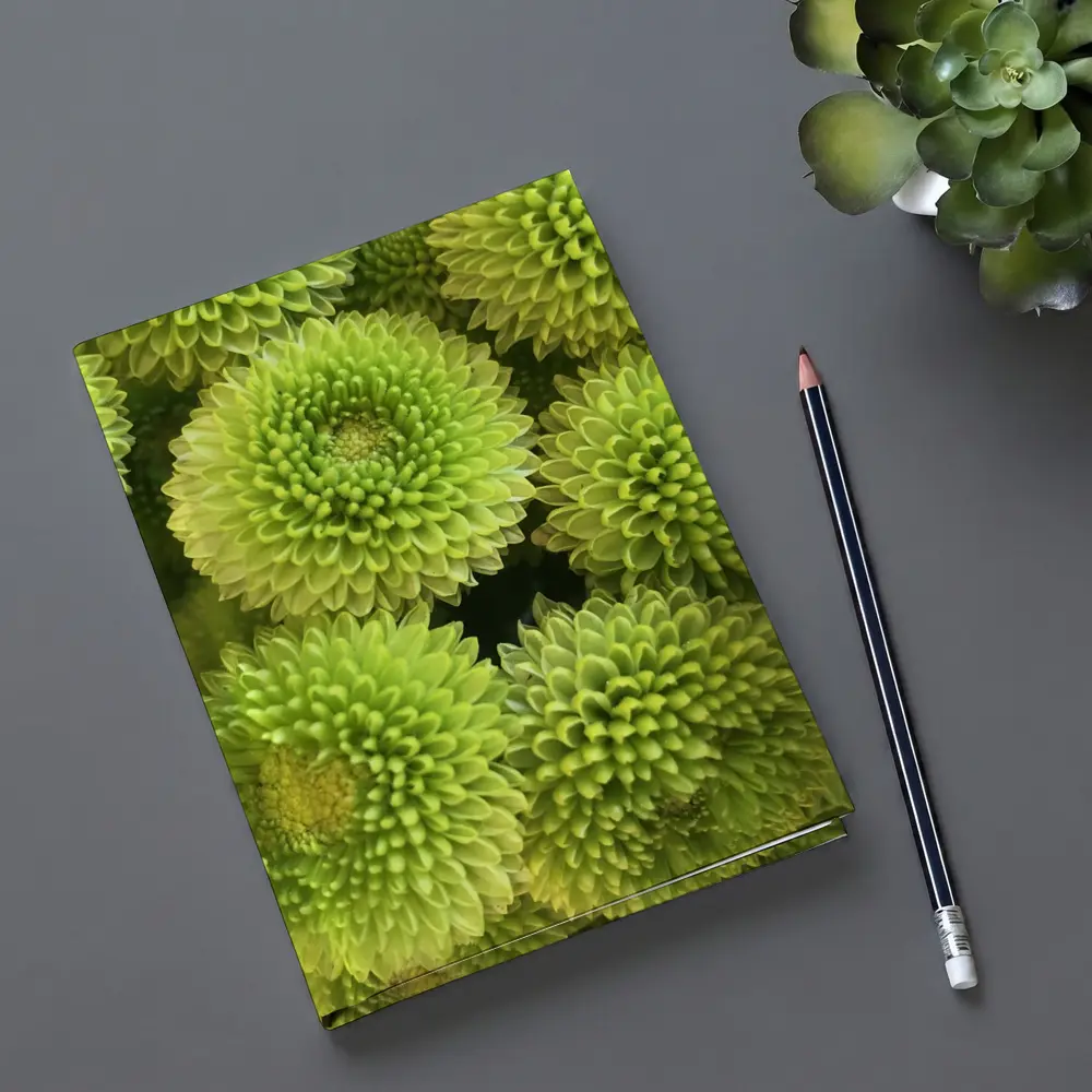 Green Chrysanthemum Flowers Close Up Cluster – Notebooks