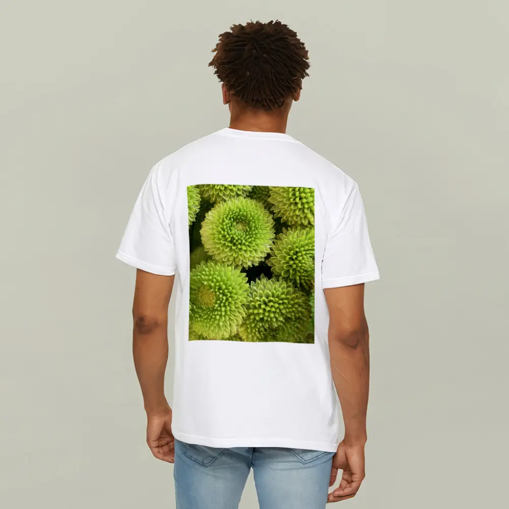 Green Chrysanthemum Flowers Close Up Cluster – T-Shirts