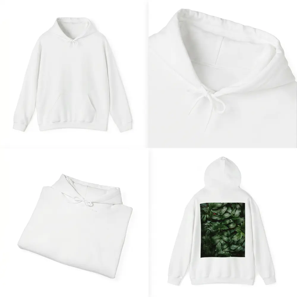 Dark Green Wet Leaves Nature Close Up – Hoodies