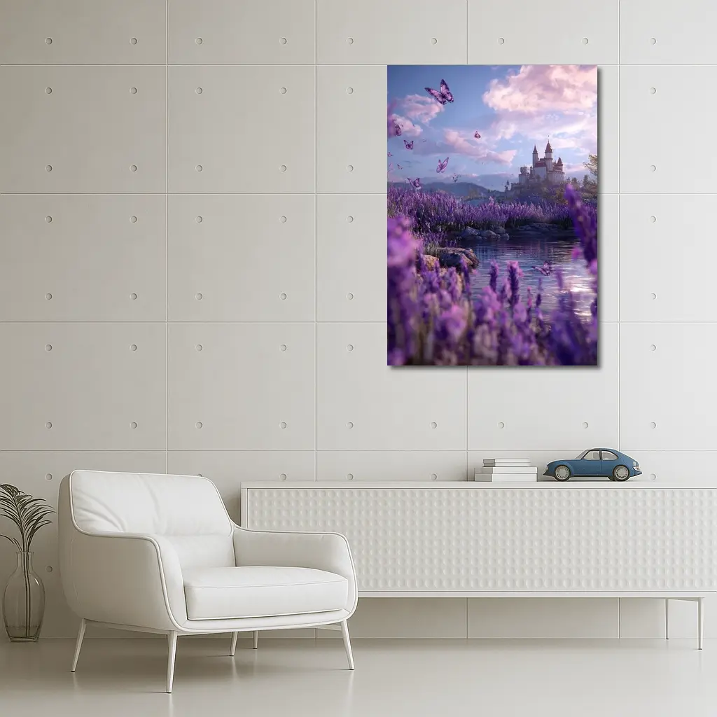 Lavender Fields Castle Butterflies Purple Fantasy – Wall Art