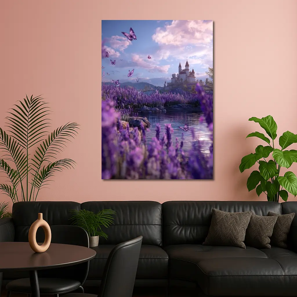 Lavender Fields Castle Butterflies Purple Fantasy – Wall Art