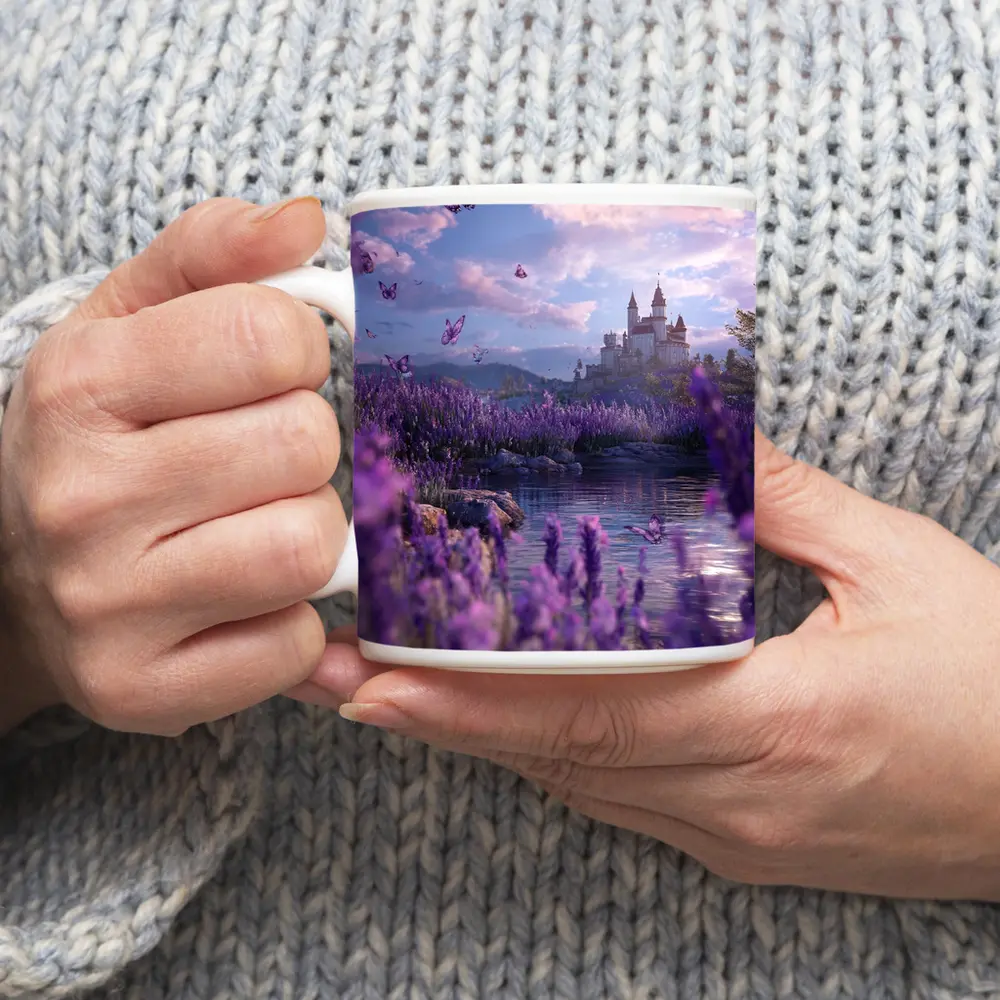 Lavender Fields Castle Butterflies Purple Fantasy – Mugs