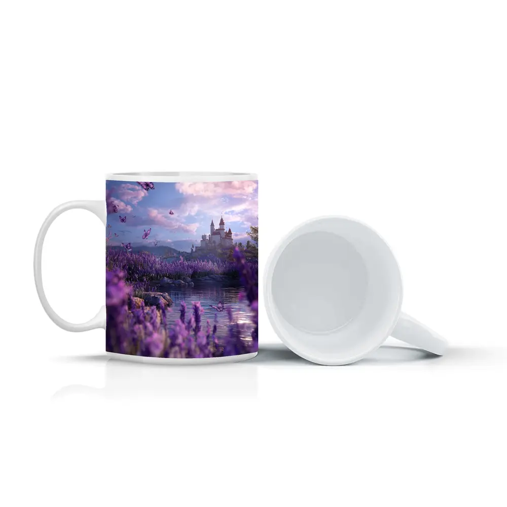 Lavender Fields Castle Butterflies Purple Fantasy – Mugs