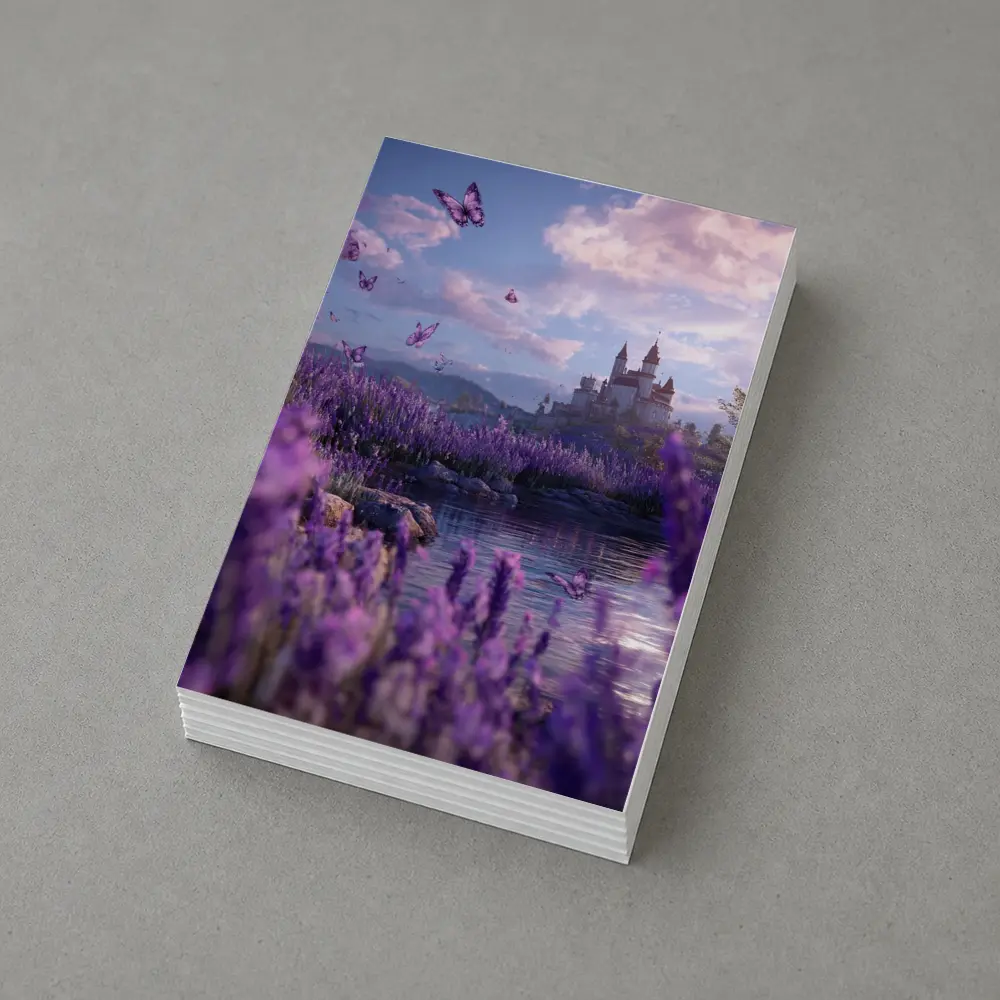 Lavender Fields Castle Butterflies Purple Fantasy – Postcards