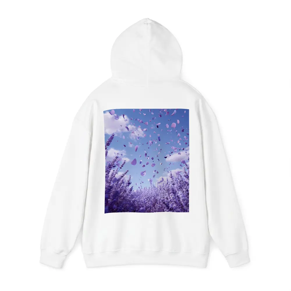 Lavender Petals Flying Blue Sky Above – Hoodies