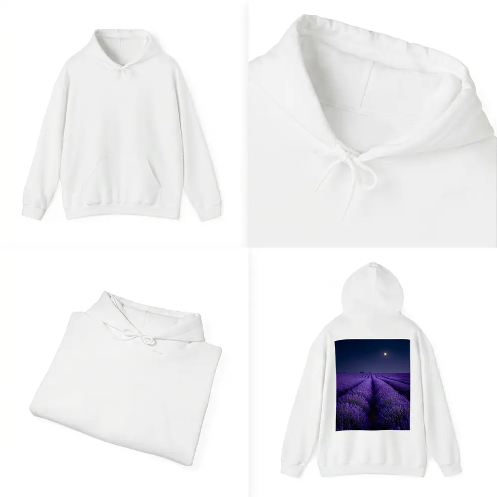 Lavender Field Full Moon Night Sky – Hoodies