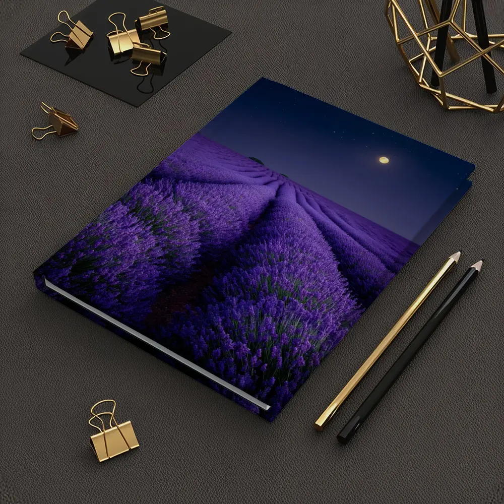 Lavender Field Full Moon Night Sky – Notebooks
