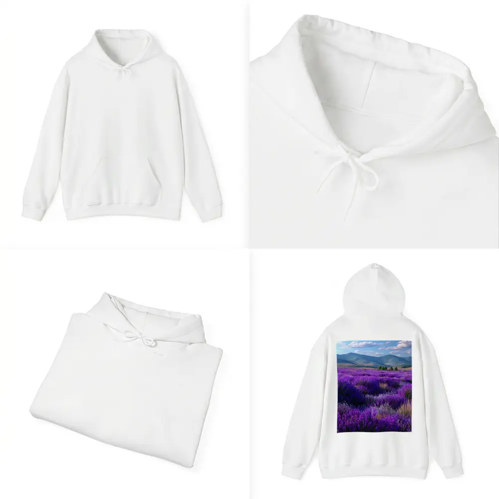 Purple Lavender Field Mountains Blue Sky – Hoodies