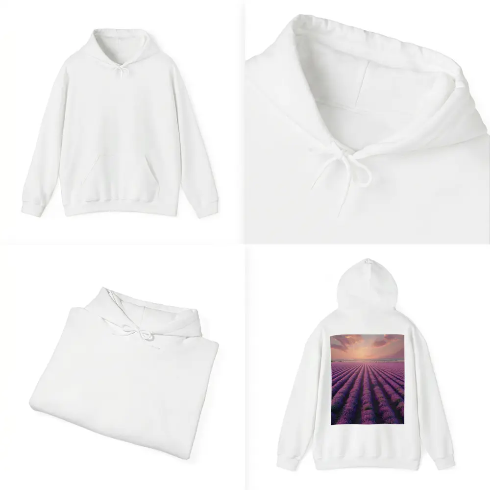 Lavender Field Rows At Sunset Sky – Hoodies