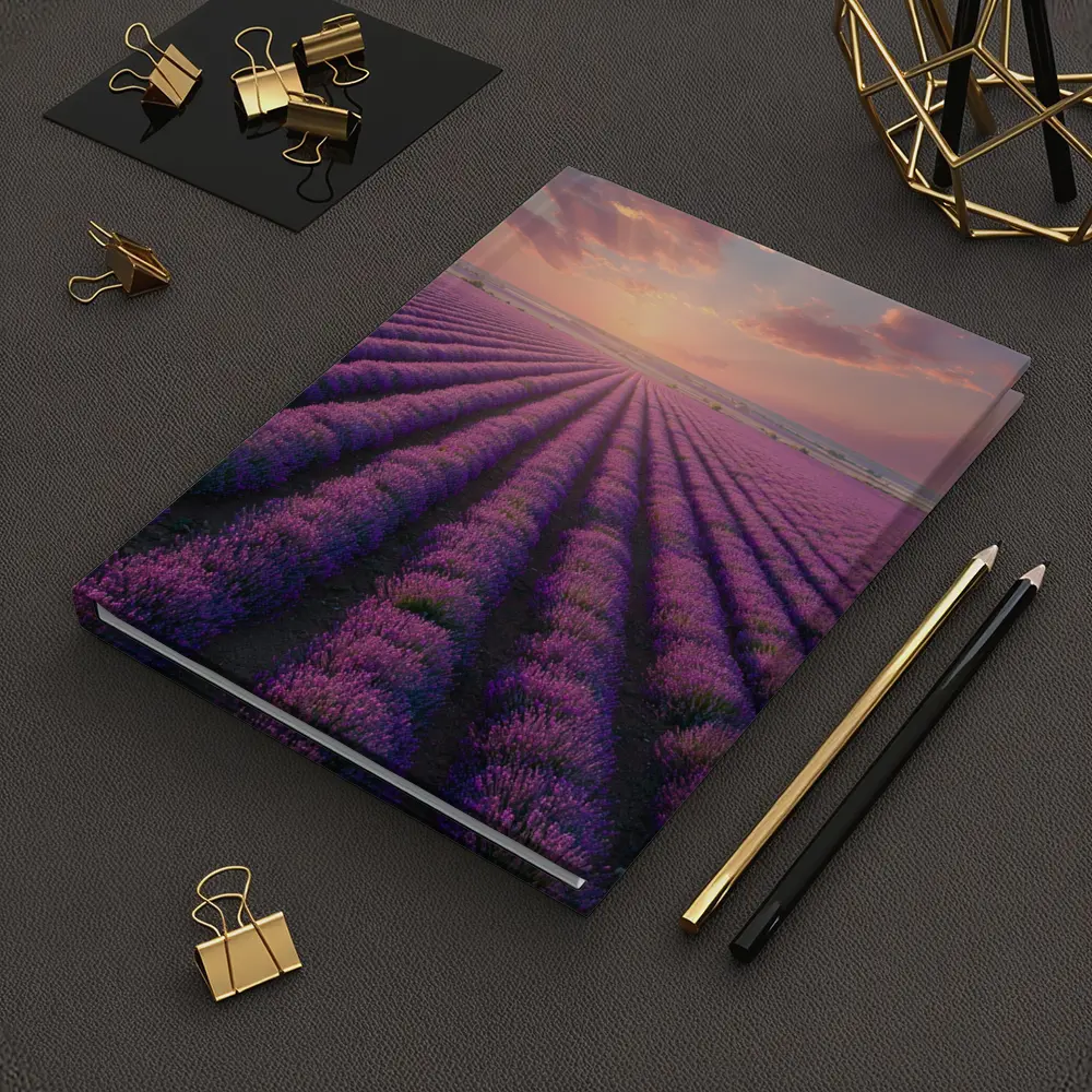 Lavender Field Rows At Sunset Sky – Notebooks