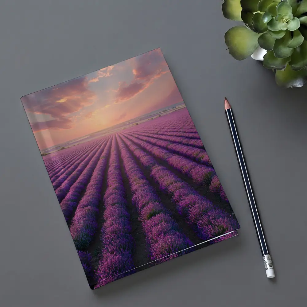 Lavender Field Rows At Sunset Sky – Notebooks