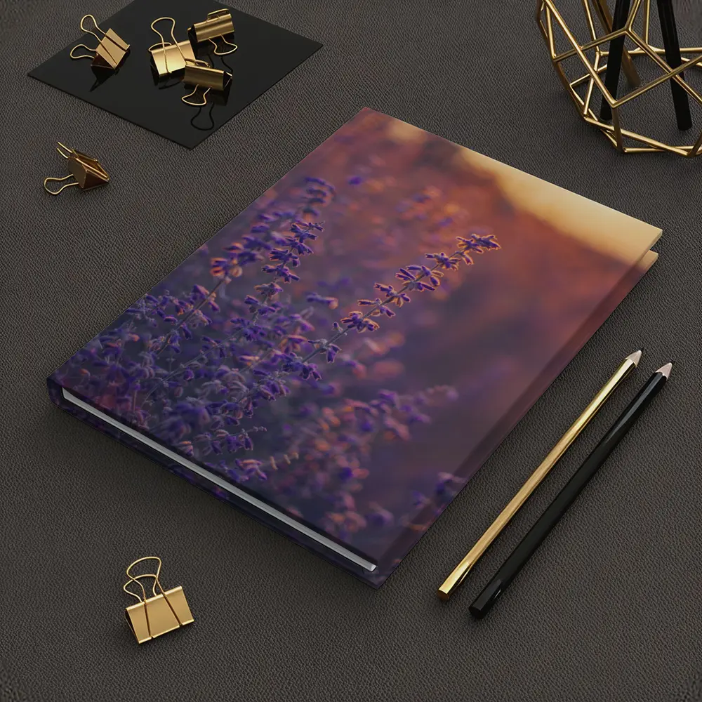 Purple Lavender Field Golden Sunset Glow – Notebooks