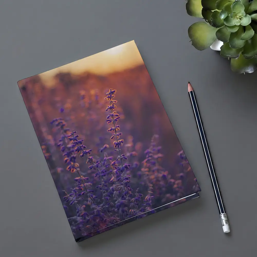 Purple Lavender Field Golden Sunset Glow – Notebooks