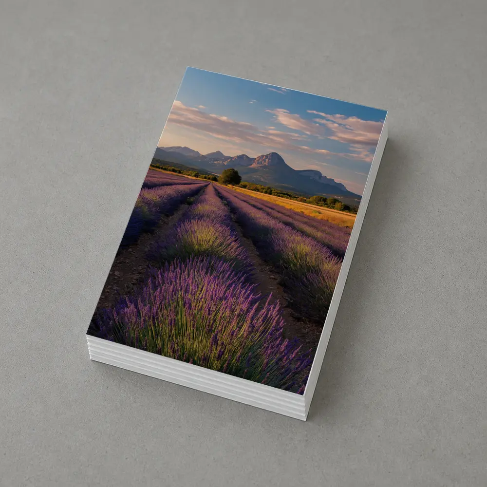 Lavender Fields With Mountain Backdrop Sunset – Postcards