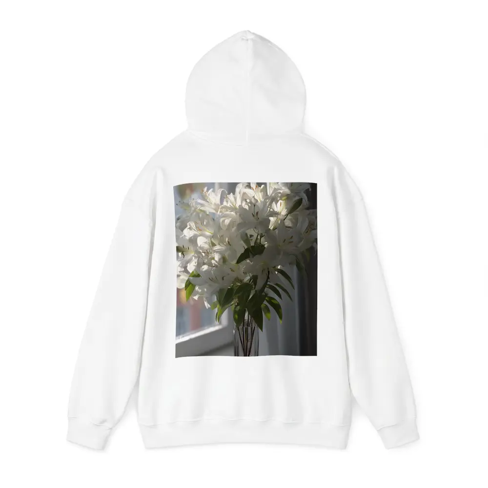 White Lilies Bouquet Glass Vase Window Light – Hoodies