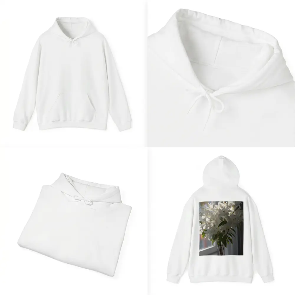 White Lilies Bouquet Glass Vase Window Light – Hoodies