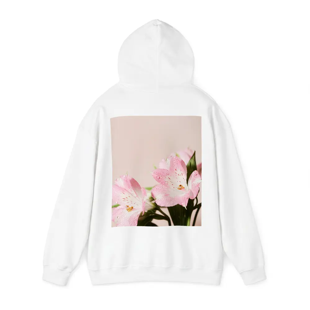 Pink Alstroemeria Flowers Soft Blush Background – Hoodies