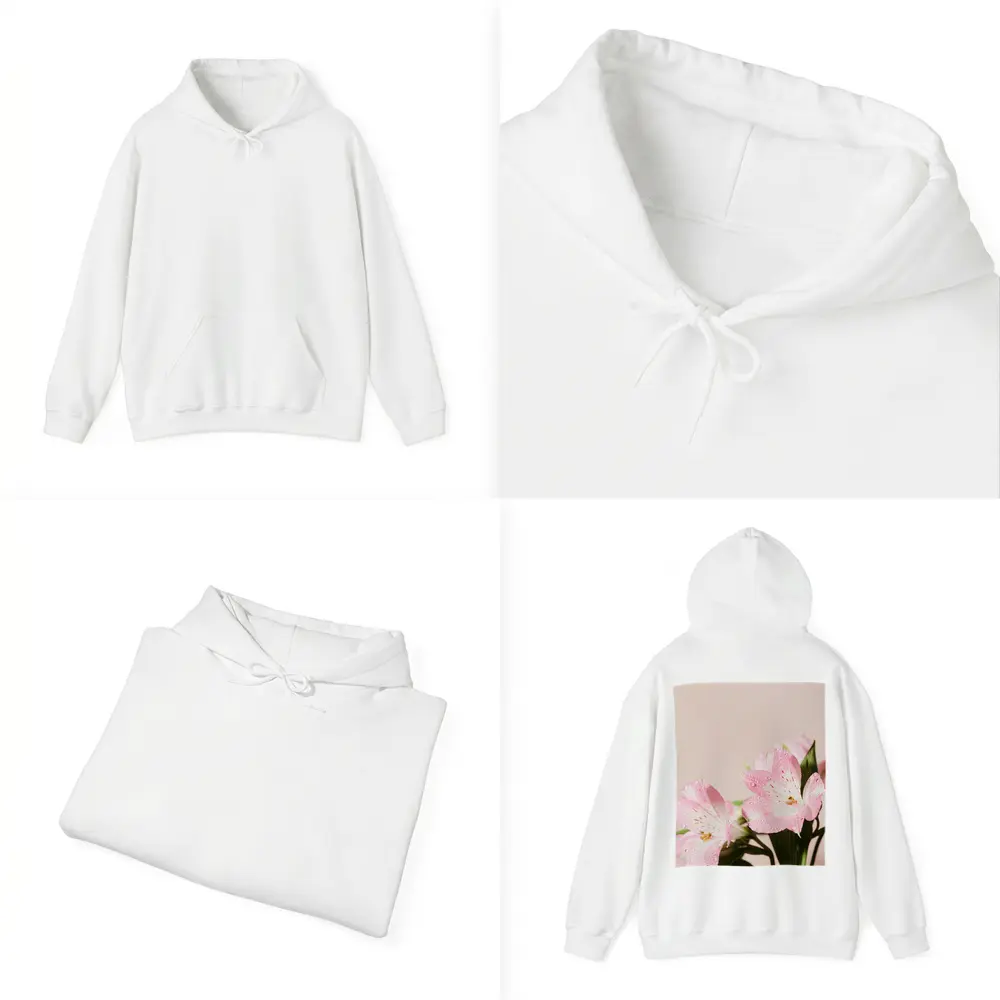 Pink Alstroemeria Flowers Soft Blush Background – Hoodies