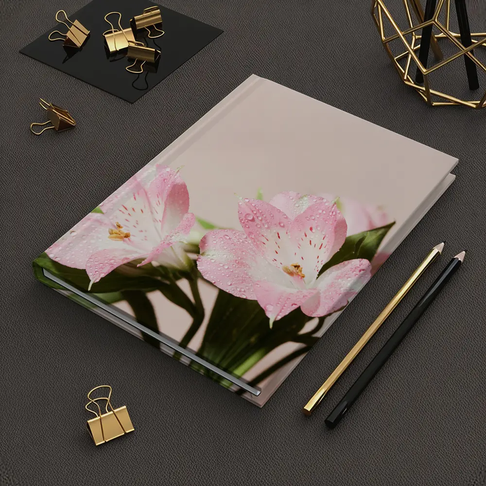 Pink Alstroemeria Flowers Soft Blush Background – Notebooks
