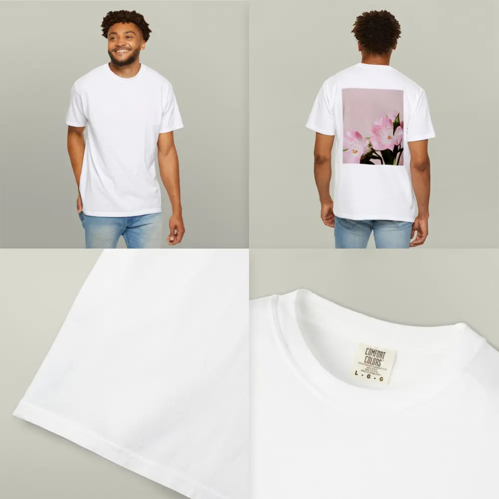 Pink Alstroemeria Flowers Soft Blush Background – T-Shirts