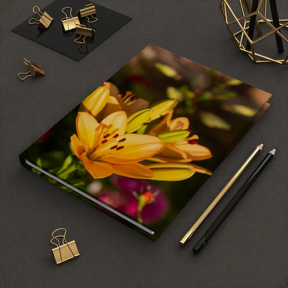 Orange Lily Flowers Blooming Garden Background – Notebooks