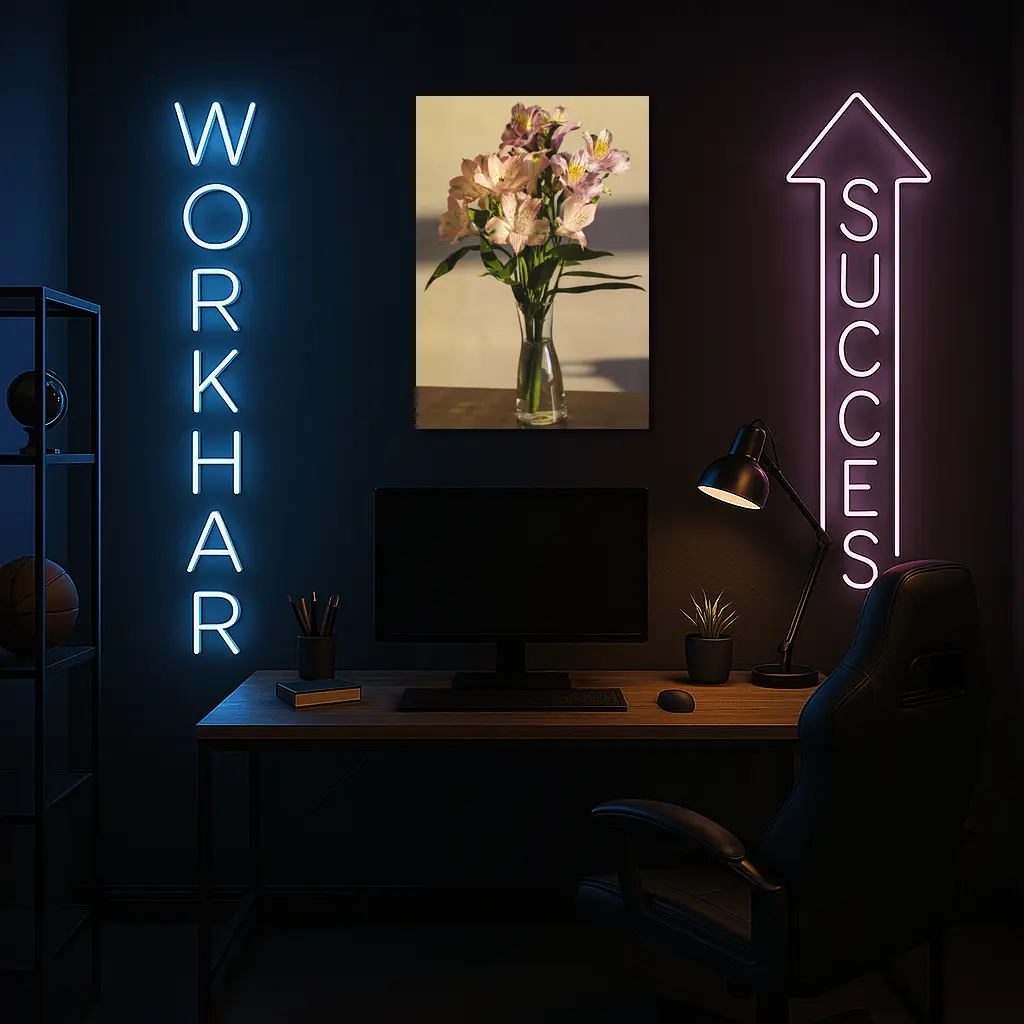 Pink Alstroemeria Bouquet in Glass Vase – Wall Art