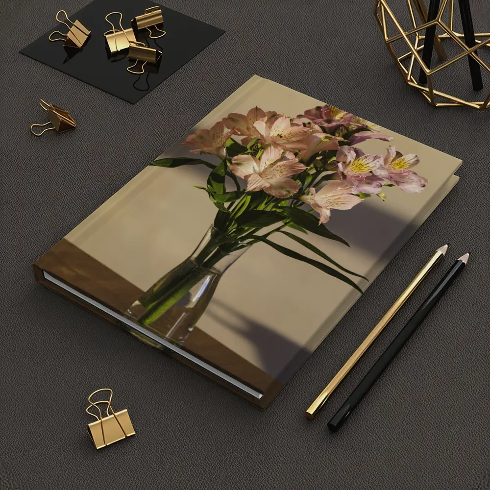 Pink Alstroemeria Bouquet in Glass Vase – Notebooks