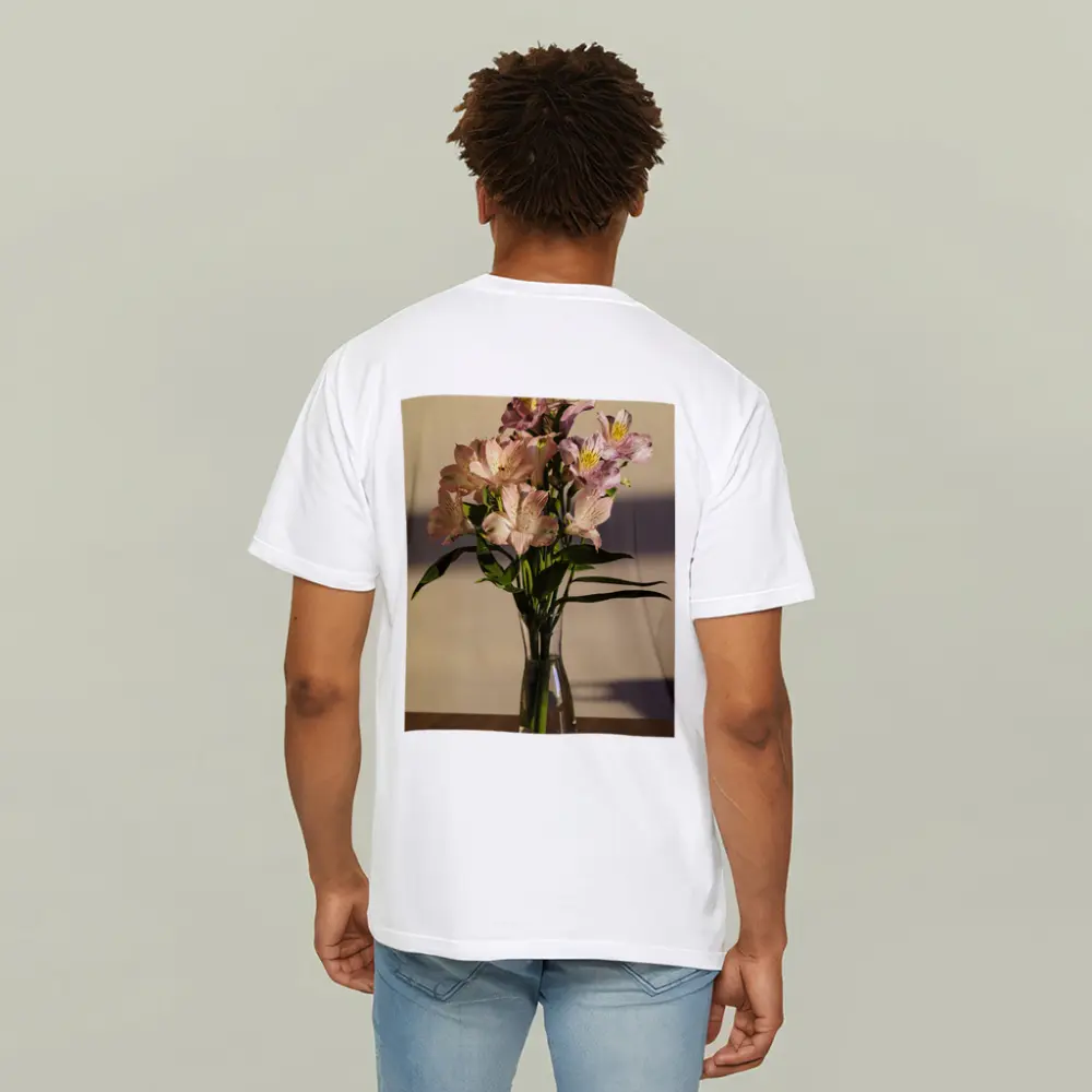 Pink Alstroemeria Bouquet in Glass Vase – T-Shirts