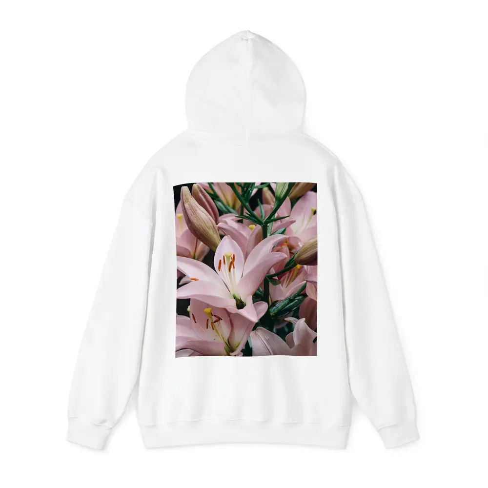 Pink Lily Flowers Close Up Dark Background – Hoodies