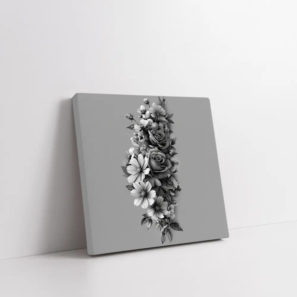 Black and White Rose Wildflower Botanical Art – Wall Art