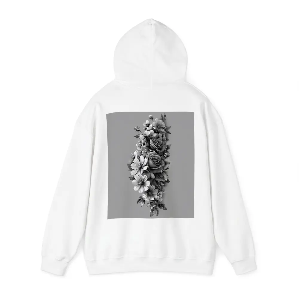 Black and White Rose Wildflower Botanical Art – Hoodies
