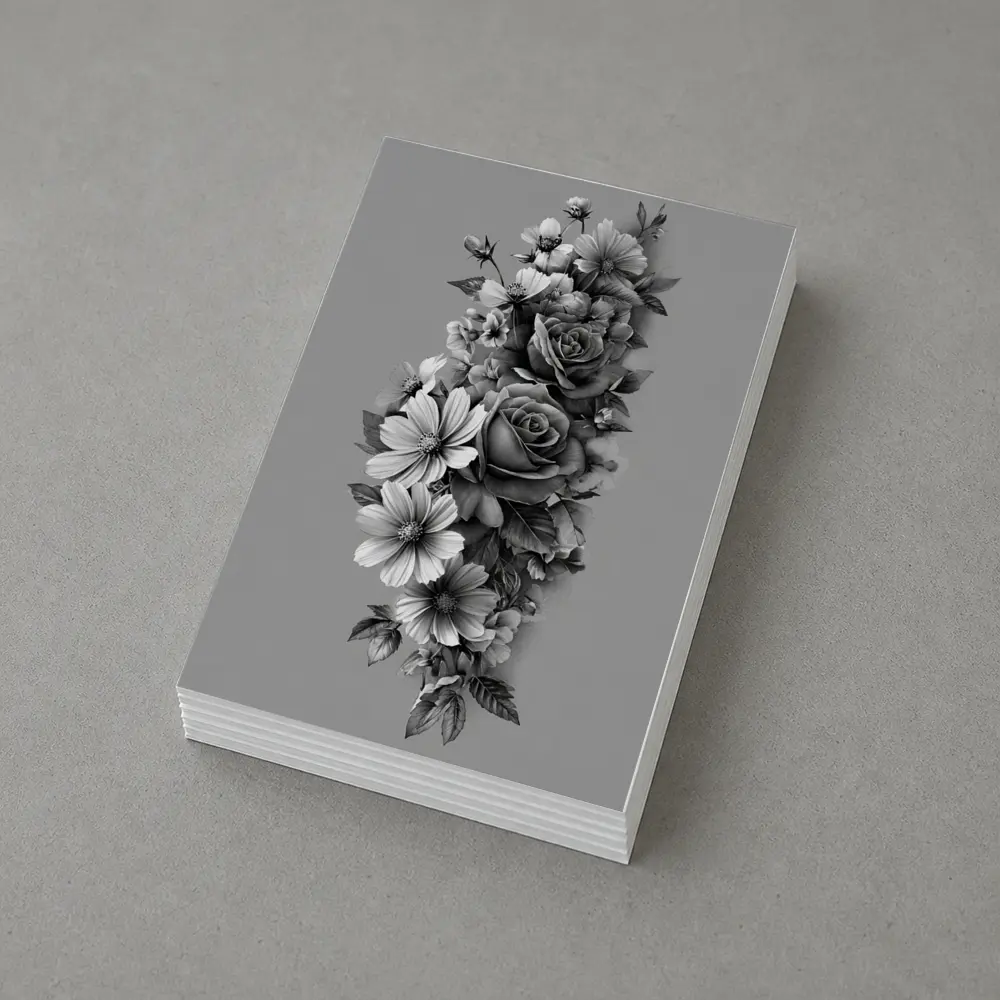 Black and White Rose Wildflower Botanical Art – Postcards