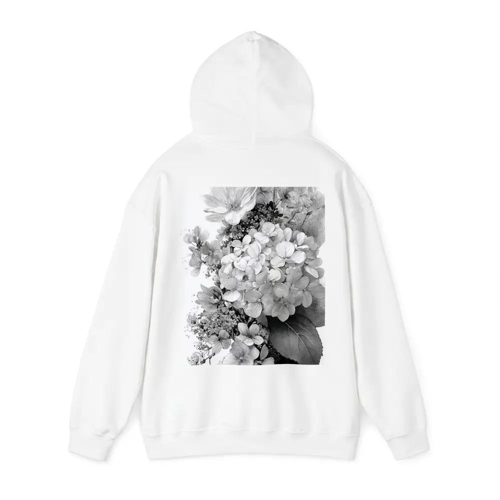 Black and White Hydrangea Botanical Floral Art – Hoodies