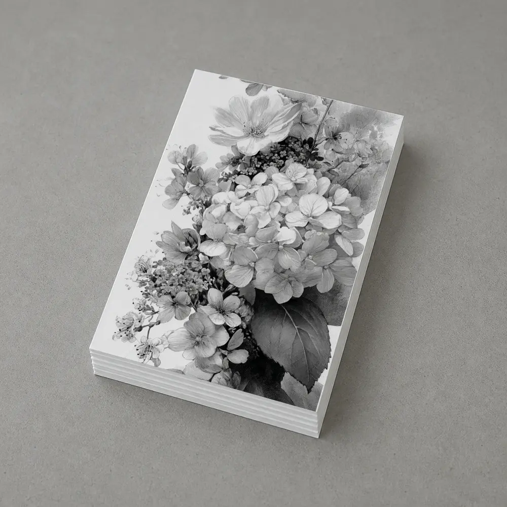 Black and White Hydrangea Botanical Floral Art – Postcards