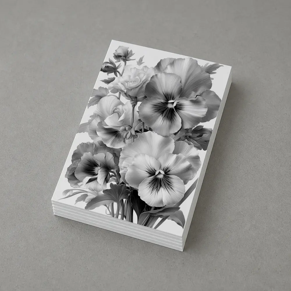Black and White Pansy Flowers Botanical Art – Postcards