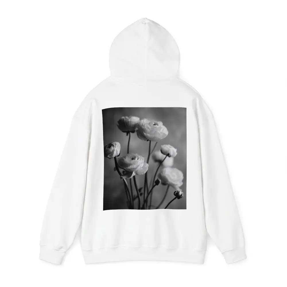 Black and White Ranunculus Flowers Soft Background – Hoodies