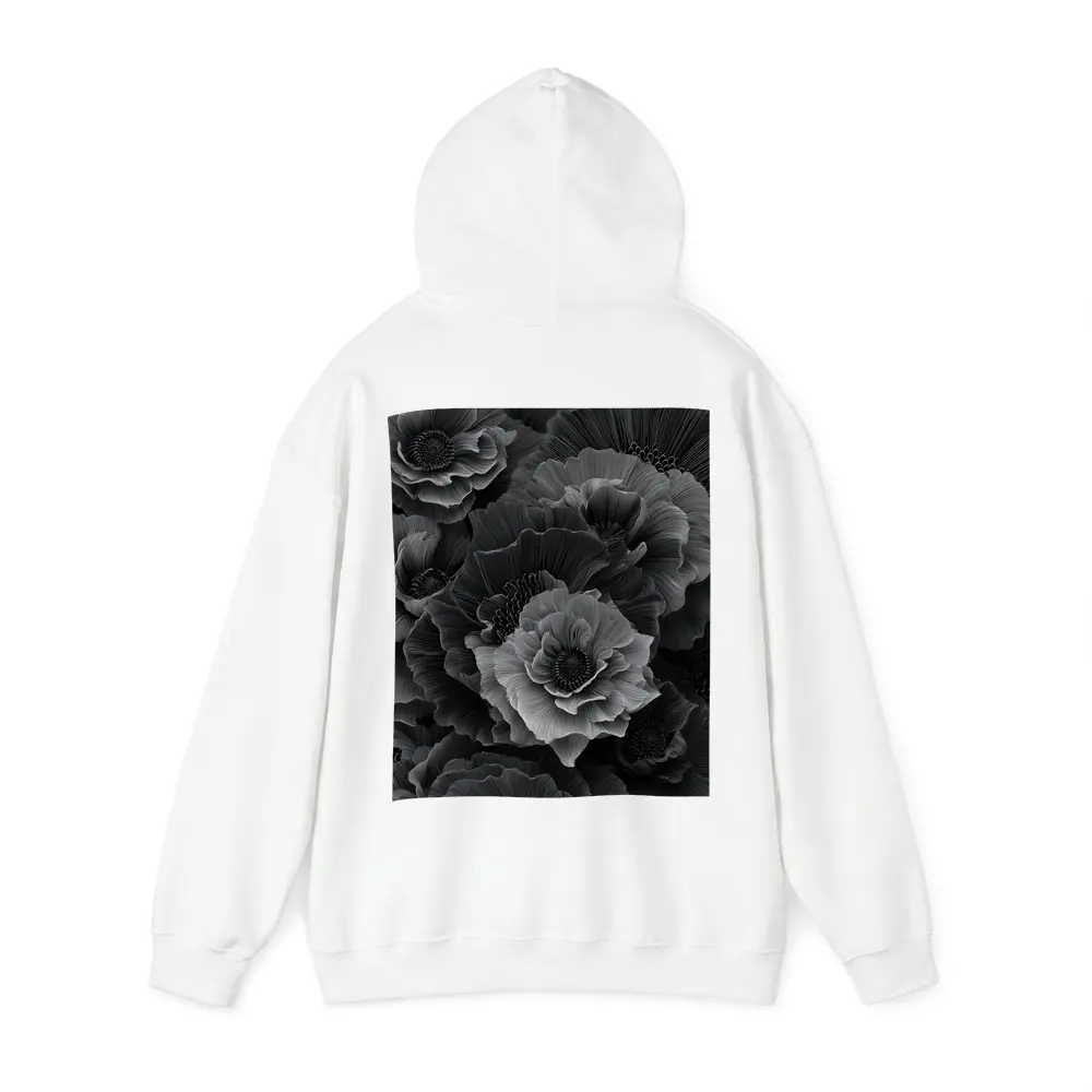 Black and White Peony Flowers Dark Art – Hoodies