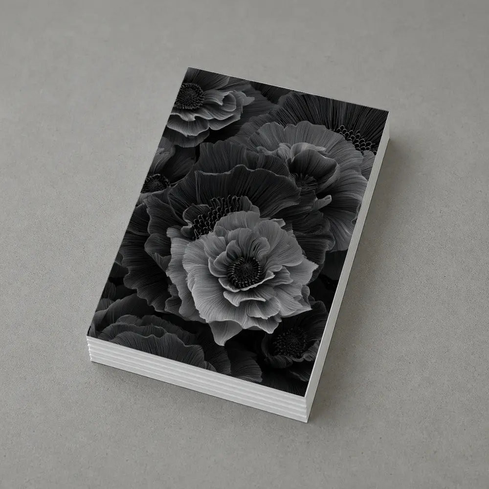 Black and White Peony Flowers Dark Art – Postcards