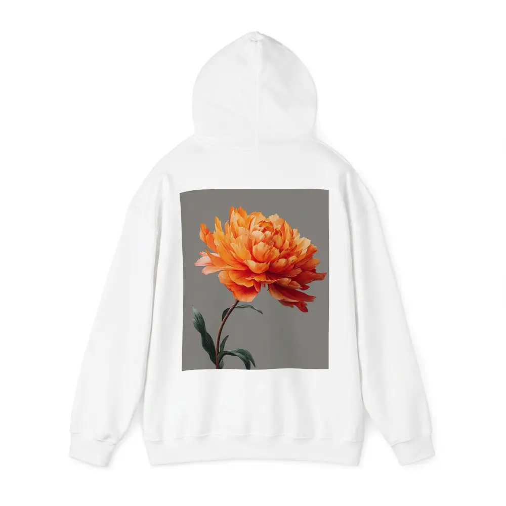 Orange Peony Flower Gray Background Art – Hoodies