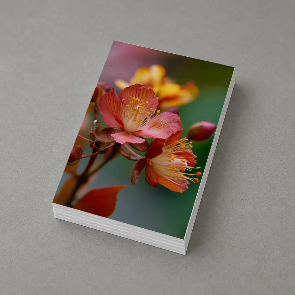 Red Orange Tropical Flowers Green Background – Postcards