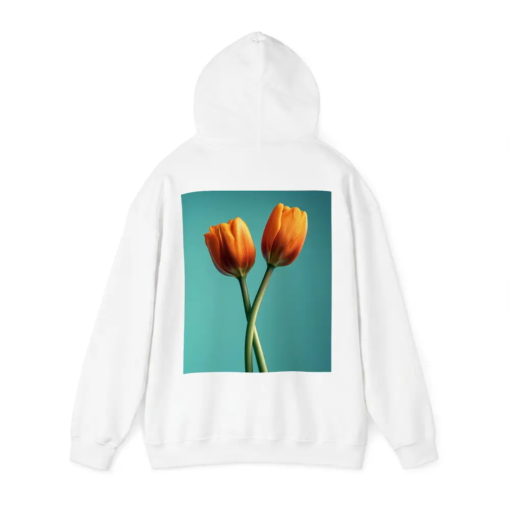Two Orange Tulips Teal Background – Hoodies