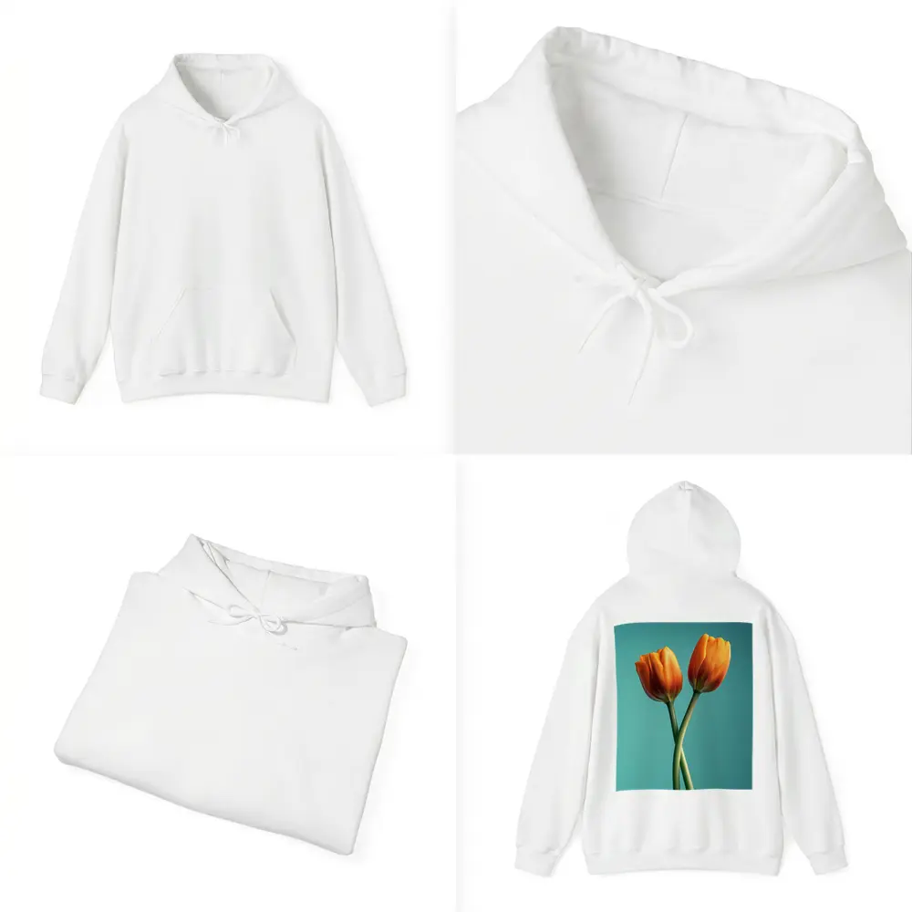 Two Orange Tulips Teal Background – Hoodies