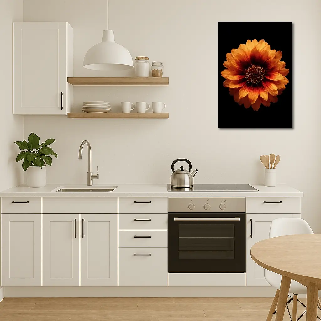 Orange Gaillardia Flower Black Background – Wall Art