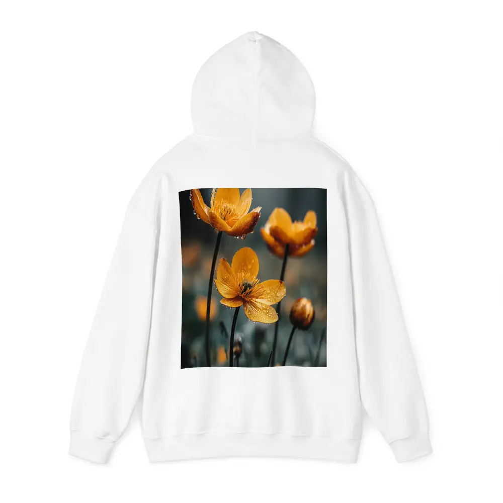 Orange Buttercup Flowers With Rain Drops – Hoodies