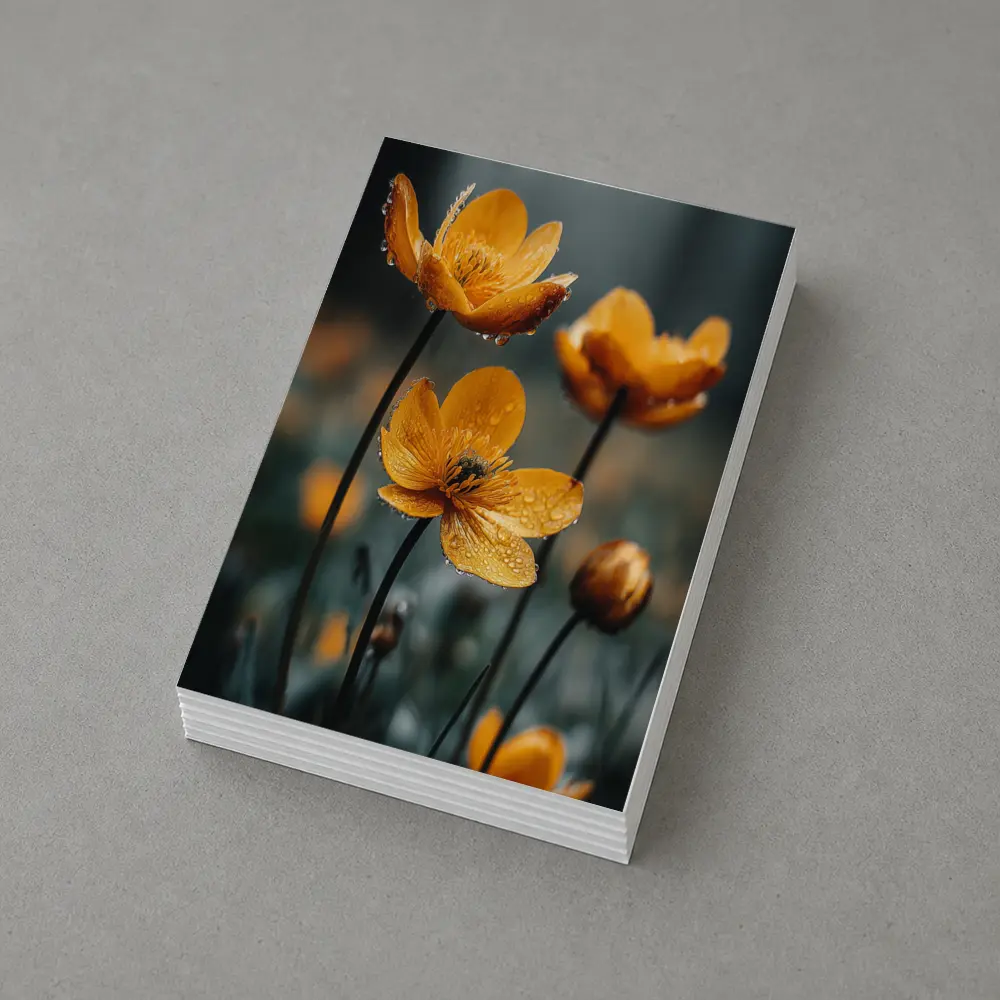 Orange Buttercup Flowers With Rain Drops – Postcards